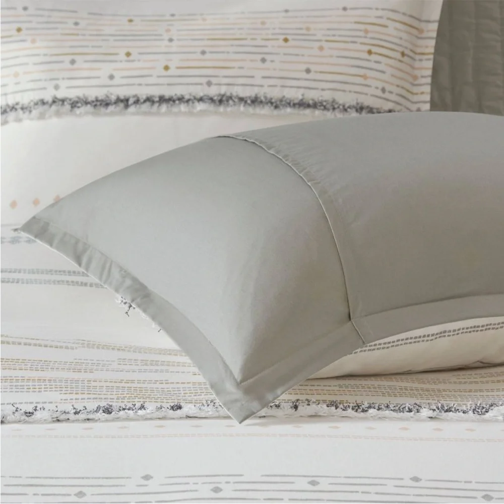 INK + IVY NWT new cotton printed duvet cover set -gray/ivory -full/queen